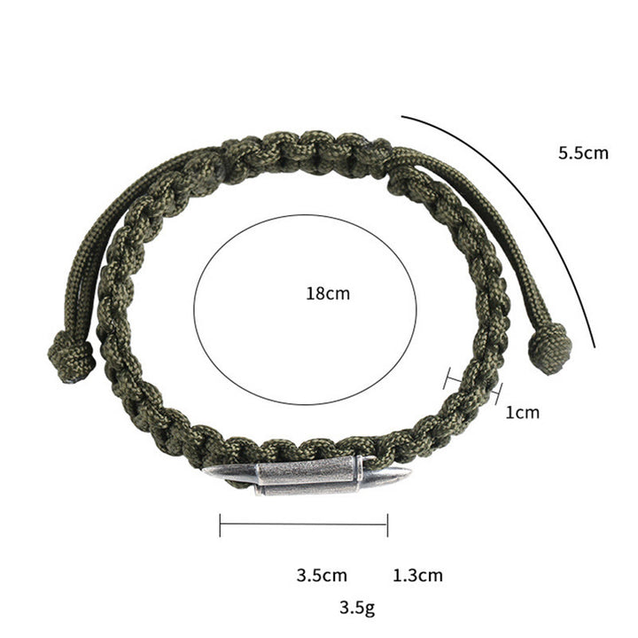 Bransoletka z plecionej liny Buddha Stones 925 ze srebra próby 925 z motywem pocisku