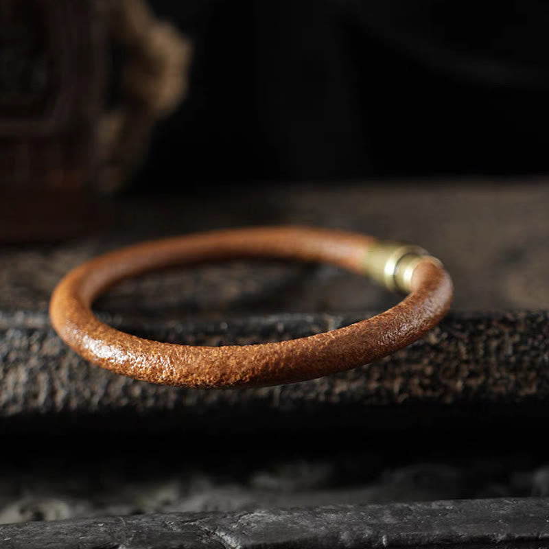 Bransoletka ze skóry Buddha Stones Retro Szczęście Uzdrawiająca Miedź Magnetyczna Zapięcie
