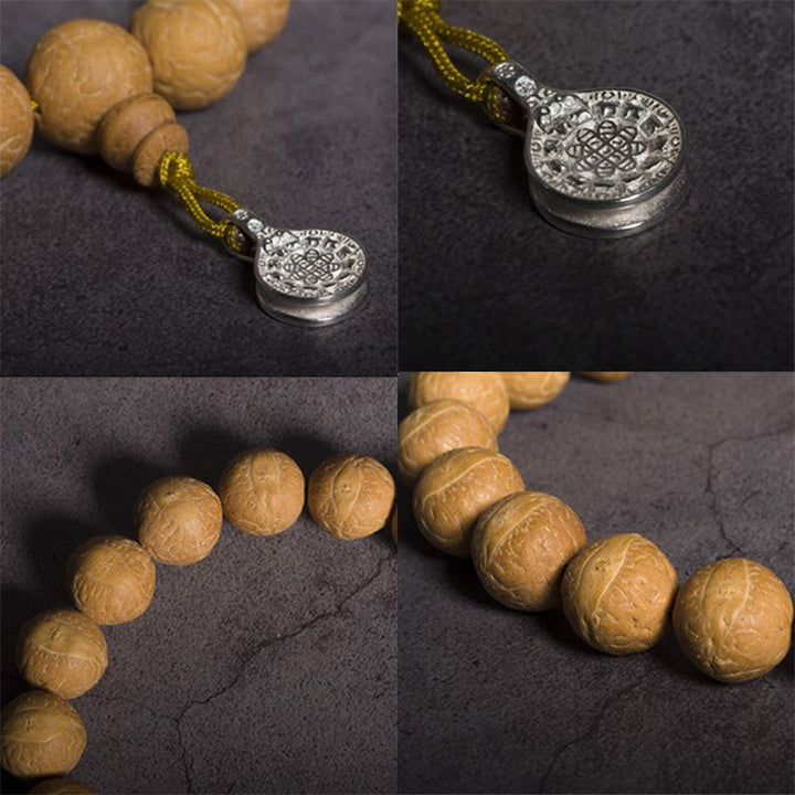Buddha Stones Nasiona Bodhi Szczęście Pomyślność Mala na nadgarstek Tassel Mala kieszonkowa