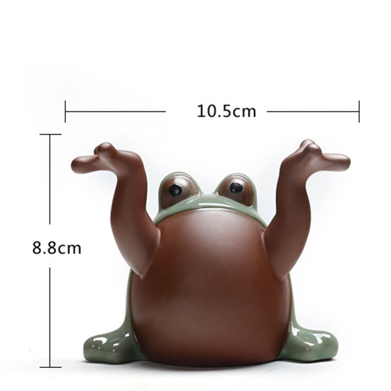 Buddha Stones FengShui Bogactwo Szczęście Słodka Żaba Ceramiczna Herbata Zwierzę Figurka Dekoracja