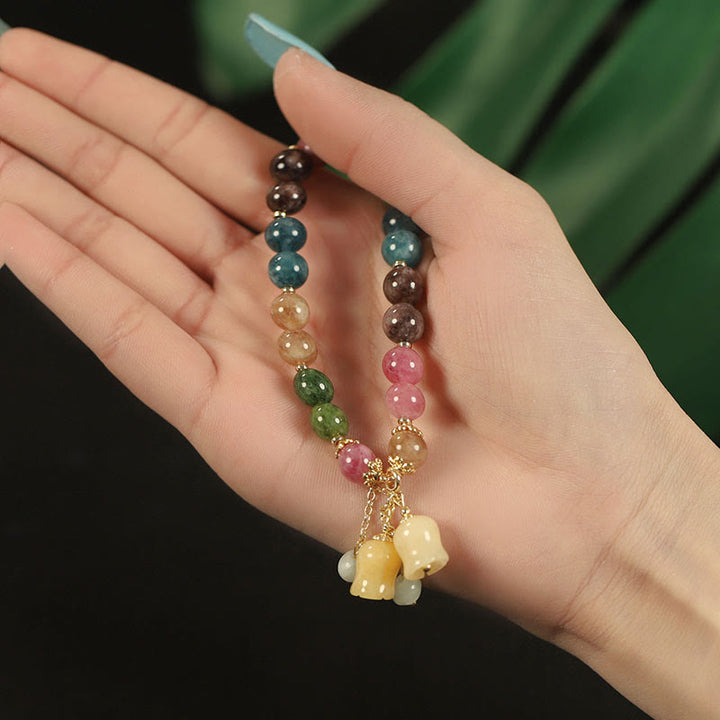 Buddha Stones Naturalne Kolorowe Turmalinowe Koraliki Kwiatowe Bransoletka Miłosna