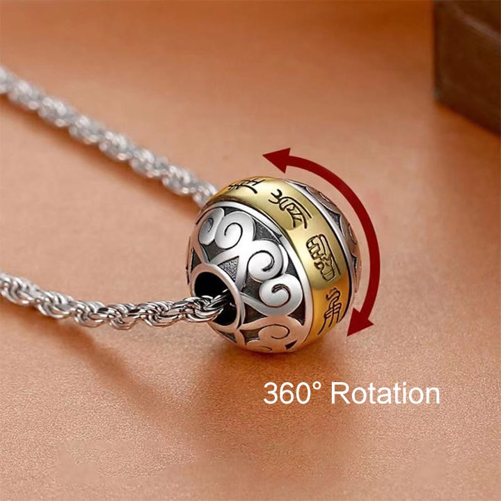 Buddha Stones Taoistyczna Dziewięcioznakowa Mantra Grawerowany Amulet Równowaga Naszyjnik Obrotowy Wisiorek