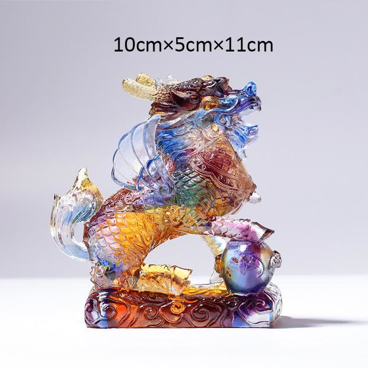 Feng Shui Kirin ręcznie robiony kryształowy element sztuki Liuli Fortune Home Office Decoration