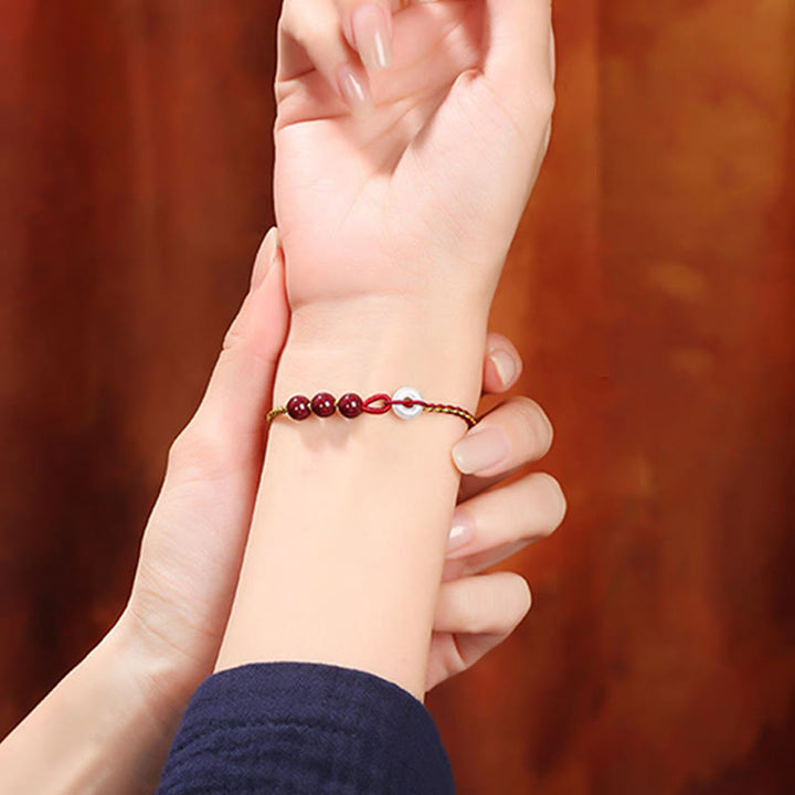 Bransoletka z zapięciem Peace Buckle z Buddha Stones Natural Cinnabar Jade