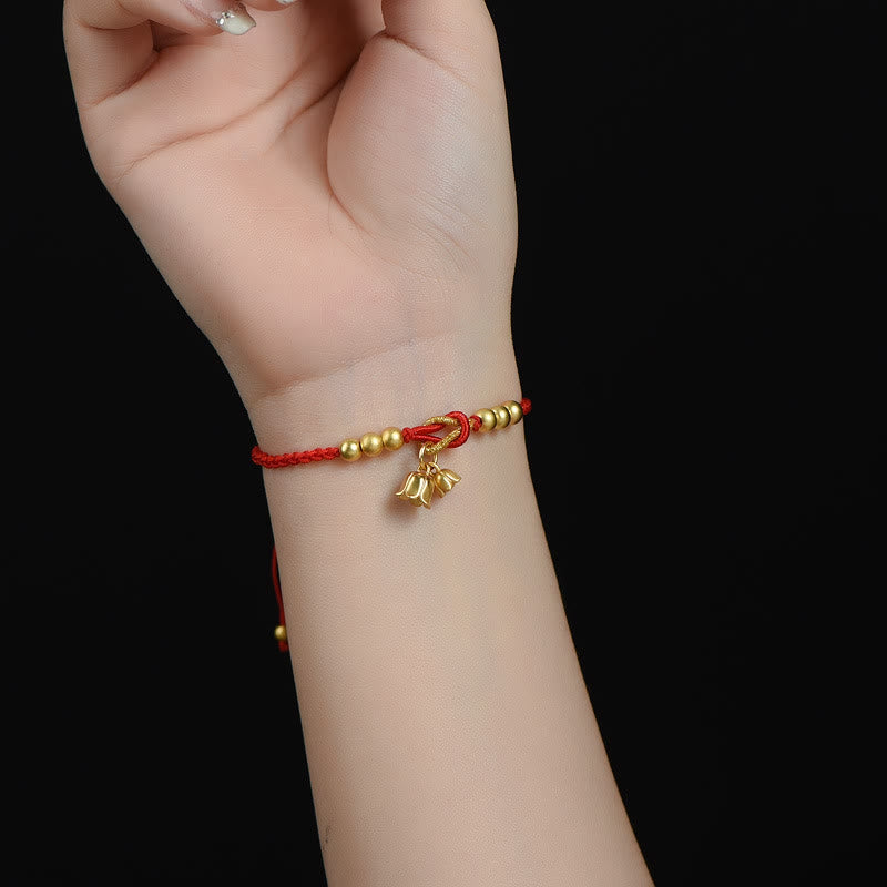 Buddha Stones Ręcznie robione Konwalia Kwiat Charm Design Szczęście Ochrona Bransoletka Pleciona