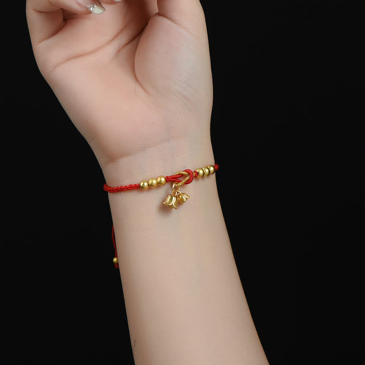 Buddha Stones Ręcznie robione Konwalia Kwiat Charm Design Szczęście Ochrona Bransoletka Pleciona