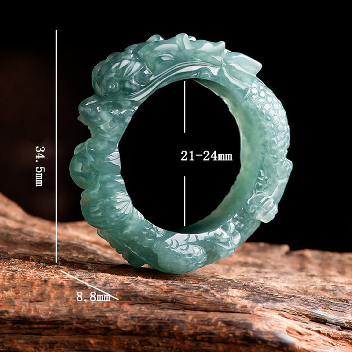 Pierścień sukcesu z naturalnego jadeitu z Buddha Stones