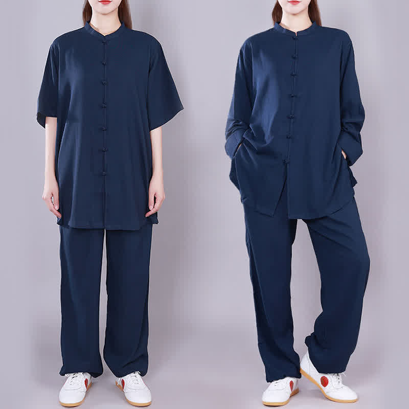 Buddha Stones Tai Chi Qigong Medytacja Modlitwa Duchowa Praktyka Zen Unisex Bawełniany Lniany Zestaw Ubrań - image 21