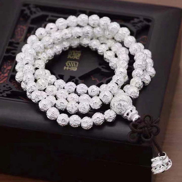 Buddha Stones Tybetańskie Om Mani Padme Hum Rzeźbione Koraliki Amulet Bransoletka