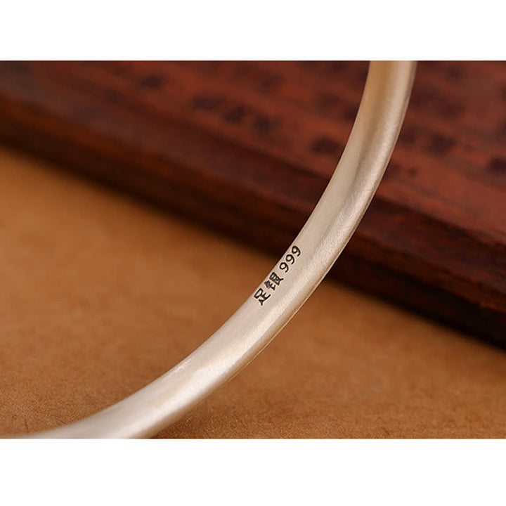 Buddha Stones Vintage 999 Srebro Sterlingowe Pomyślny Projekt Chmur Bransoletka Szczęścia Bangle - image 6