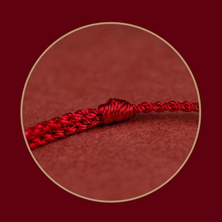 Buddha Stones 925 Srebro Sterlingowe Endless Knot Protection Luck Bransoletka z czerwonego sznurka Anklet