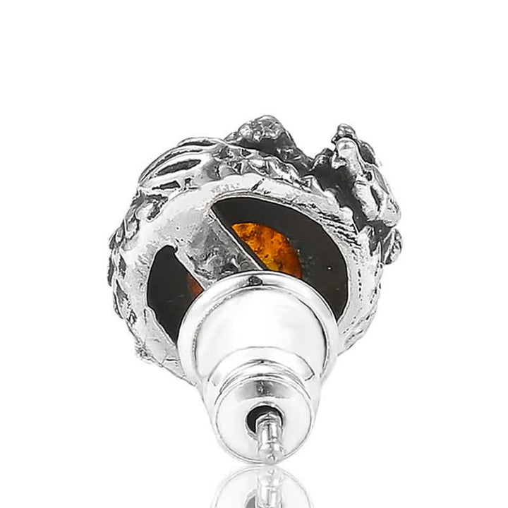Buddha Stones 925 Srebro Sterling Naturalny Bursztyn Smok Sukces Ochrona - image 10