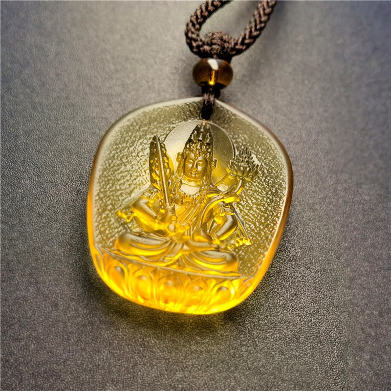 Buddha Stones Chiński Zodiak Natal Budda Błogosławieństwo Liuli Kryształ Współczucia Naszyjnik Wisiorek - Bodhisattwa Wół/Tygrys-Pustka (Rozmiar wisiorka: ok. 4,5*3,8*1 cm) - image 6
