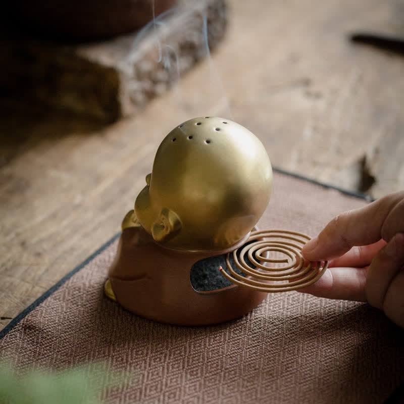 Mały Budda Śmiejący się Budda Ceramiczny uzdrawiający palnik kadzideł
