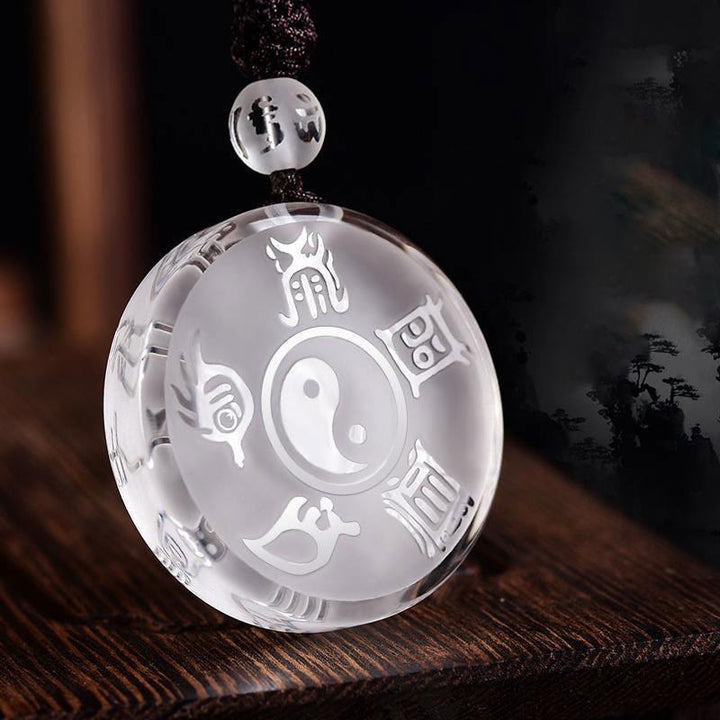 Buddha Stones Taoizm Pięć Świętych Gór Symbol Yin Yang Liuli Kryształ Równowaga Naszyjnik Wisiorek Brelok