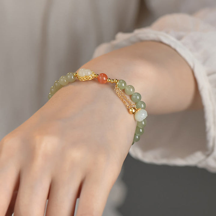 Bransoletka ze srebra próby 925 Hetian Jade Gourd Lotus Abundance Luck - image 7