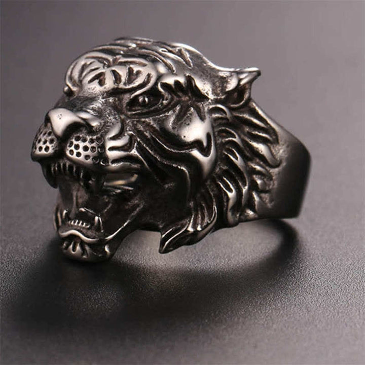 Pierścień męski Animal Tiger Head Titanium Steel Balance Calm Punk Rock Biker