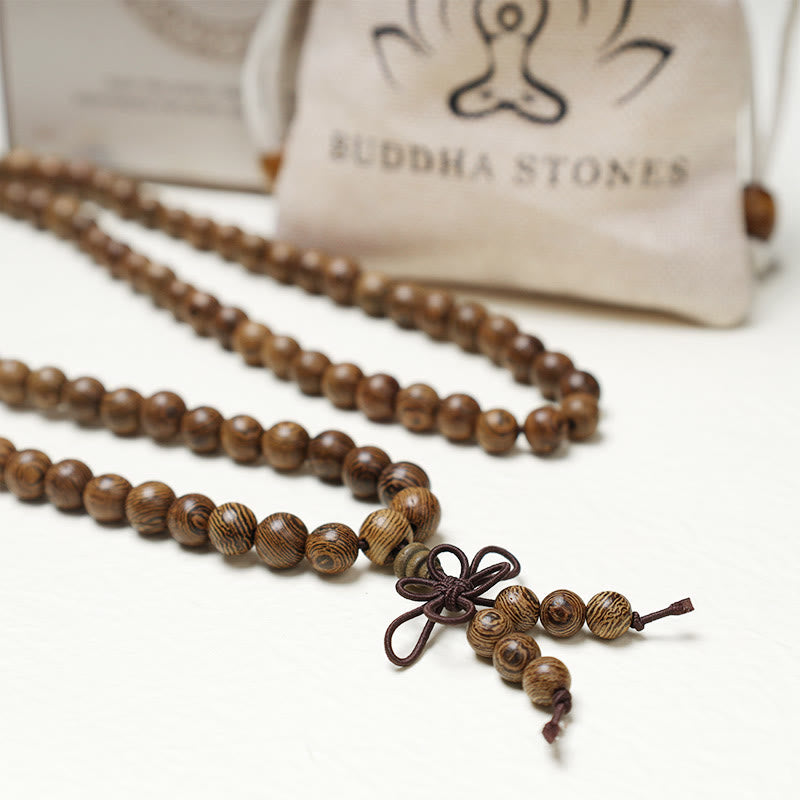 Buddha Stones 108 Mala Koraliki Bransoletka Modlitwa Medytacja Sandałowiec Elastyczny