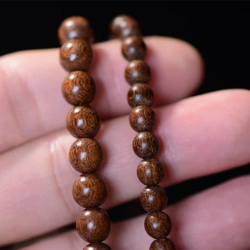 Buddha Stones 108 Mala Koraliki Rosewood Jade Calm Bransoletka