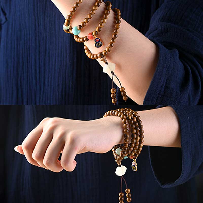 Bransoletka ochronna z palisandru tybetańskiego z Buddha Stones Mala