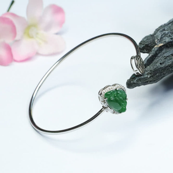 Bransoletka z Buddha Stones 925 ze srebra próby 925 z jadeitu z motywem śmiejącego się Buddy