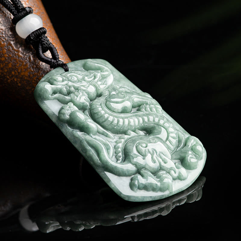 Buddha Stones Rok Smoka Chiński Zodiak Smok Jadeit Amulet Sukcesu Naszyjnik Wisiorek