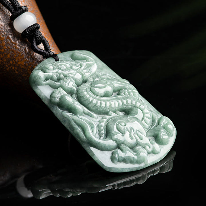 Buddha Stones Rok Smoka Chiński Zodiak Smok Jadeit Amulet Sukcesu Naszyjnik Wisiorek