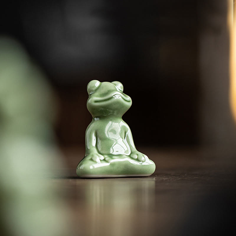 Buddha Stones Mini Mała Medytacja Lotos Spoczywająca Żaba Ceramiczna Bogactwo Szczęście Dom Herbata Figurka Dekoracja