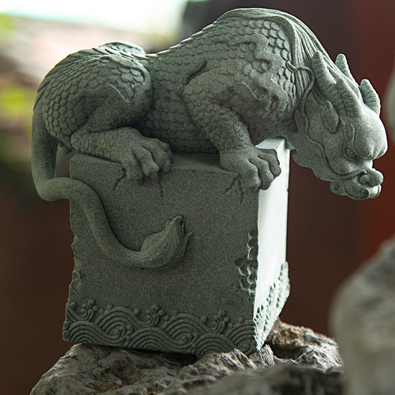 Buddha Stones Feng Shui Stojący Siedzący Smok Sukces Szczęście Dekoracja Domu