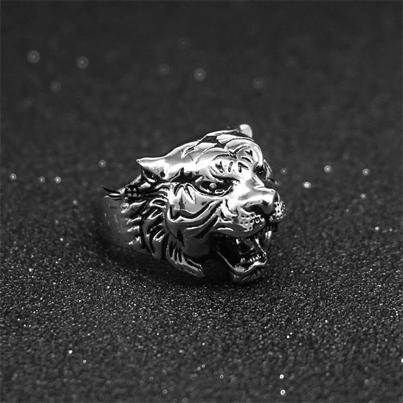 Pierścień męski Animal Tiger Head Titanium Steel Balance Calm Punk Rock Biker