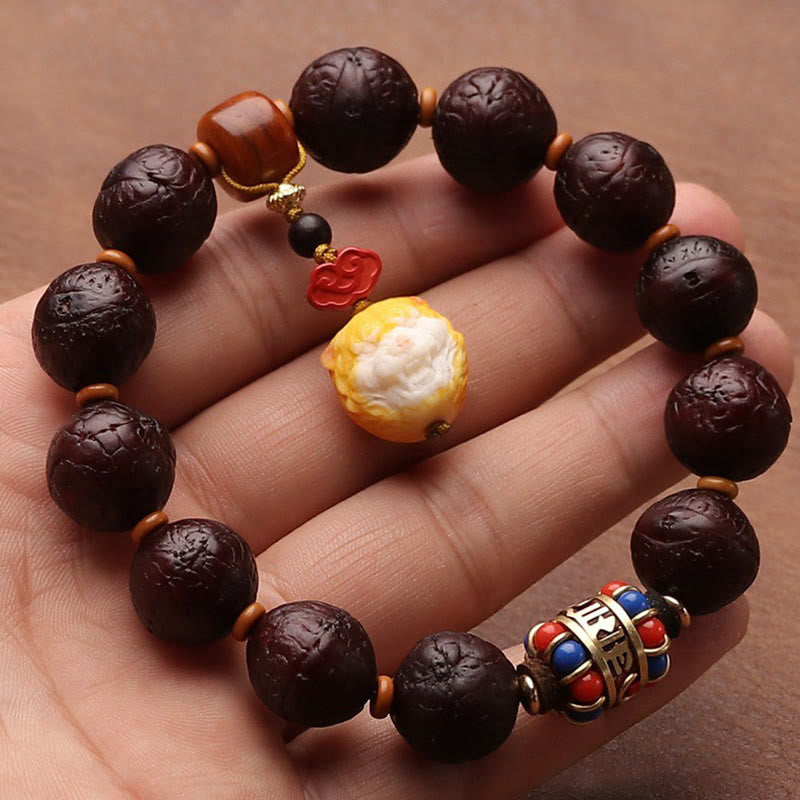 Buddha Stones Tybetańskie Nasiona Bodhi Agat Koralik Szczęście Bogactwo Tassel Charm Nadgarstek Mala