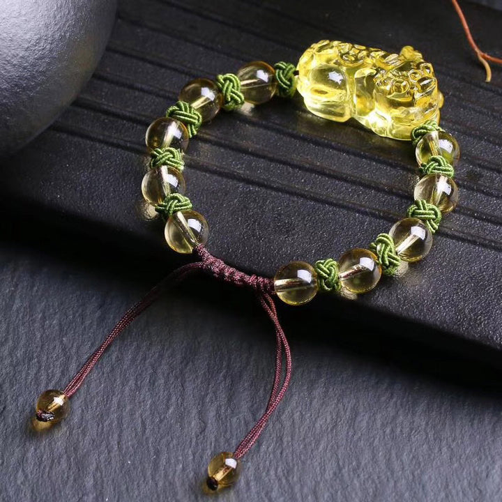 Bransoletka chroniąca bogactwo z Buddha Stones Naturalny cytryn PiXiu