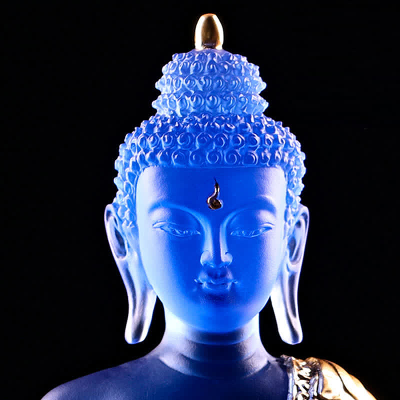 Buddha Stones Medycyna Budda Ręcznie Robiony Kryształ Liuli Dzieło Sztuki Współczucia Statua Ofiarowania Dekoracji Domu Biuro - image 16