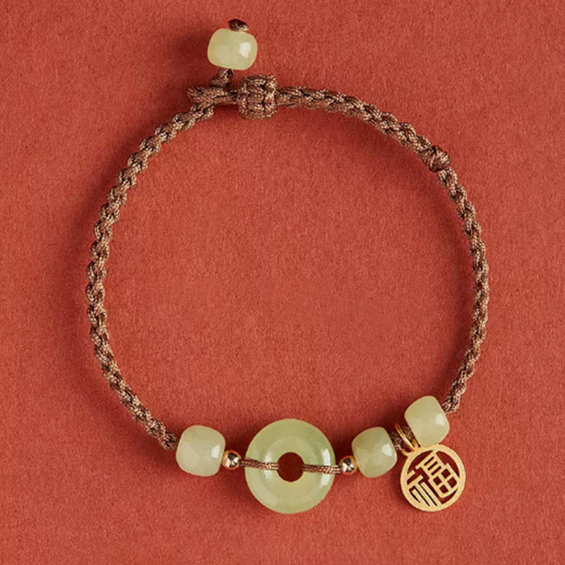 Bransoletka z okrągłym zapięciem z Buddha Stones, jadeitu, lotosu, szczęścia, obfitości i bogactwa