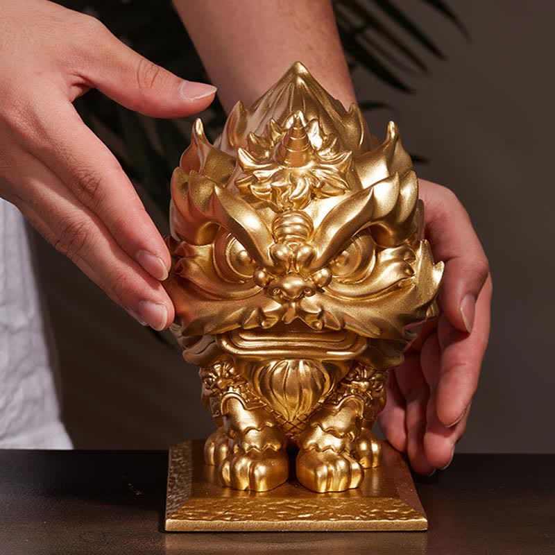 Buddha Stones Lwa Statua Siła Żywica Dekoracja Domu Biuro
