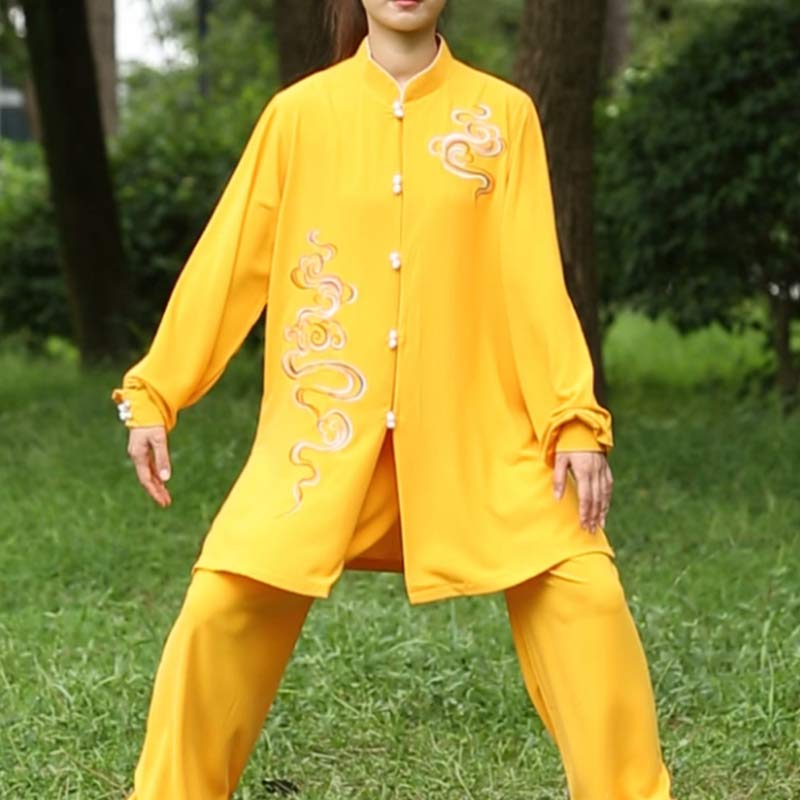 Buddha Stones Pomyślne Chmury Haft Medytacja Modlitwa Duchowy Zen Tai Chi Qigong Praktyka Unisex Zestaw Ubrań