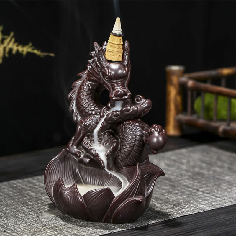 Wzór Smoka Lotosu Siła Ochrona Ceramiczny palnik kadzideł Dekoracja