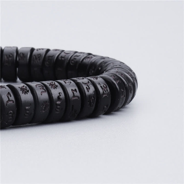 Buddha Stones Tybetańskie Koraliki Z Skorupki Kokosa Grawerowane Om Mani Padme Hum Mantra Bransoletka Szczęścia - image 5