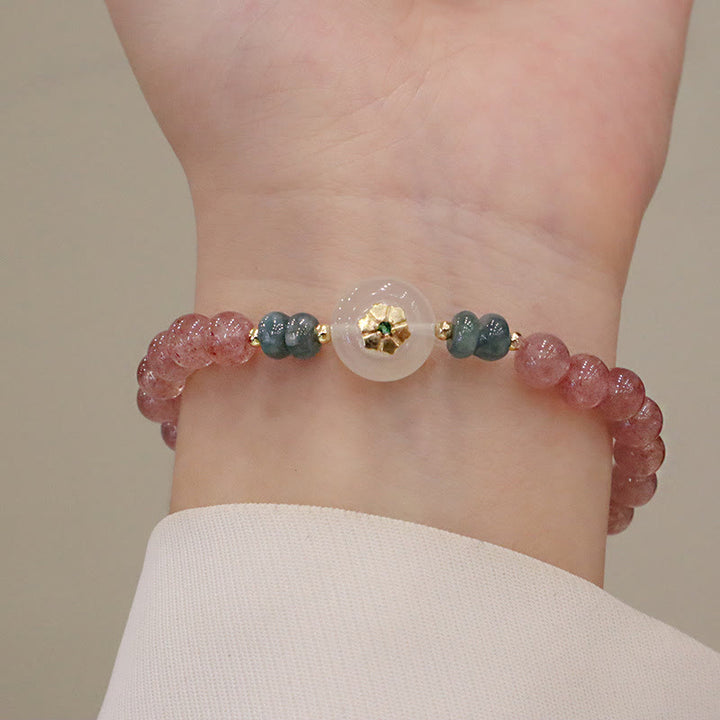 Bransoletka lecznicza Buddha Stones Natural Truskawkowy Kwarc Chalcedon Jade