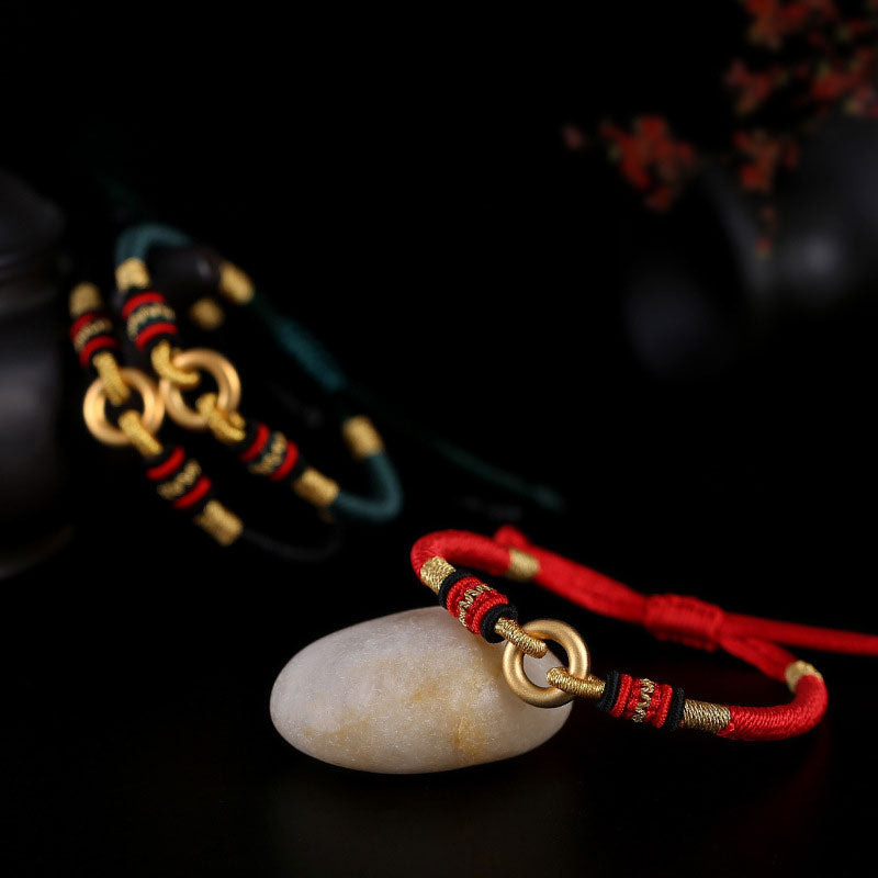 Buddha Stones FengShui Szczęśliwa Czerwona Bransoletka Sznurkowa Para