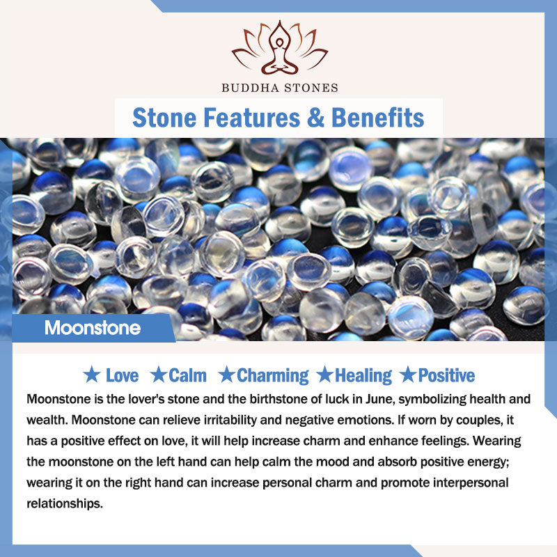 Bransoletka z naturalnego kamienia księżycowego i miłości z Buddha Stones
