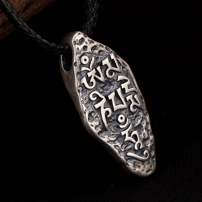 Buddha Stones Tybetańskie 925 Srebro Sterlingowe Om Mani Padme Hum Dorje Vajra Grawerowany Naszyjnik Siła Wisiorek - image 2