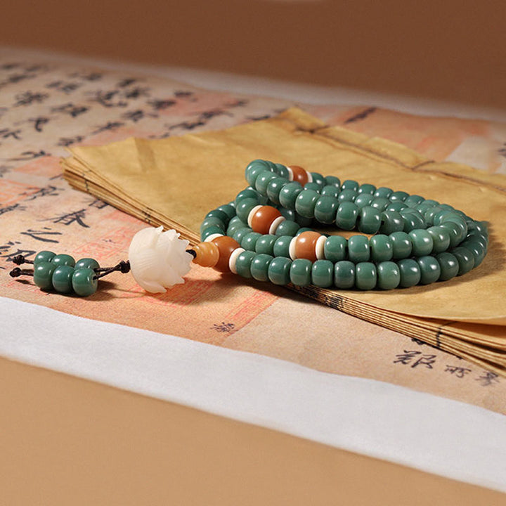 Bransoletka sukcesu Buddha Stones Lotus Cyan Bodhi Seed
