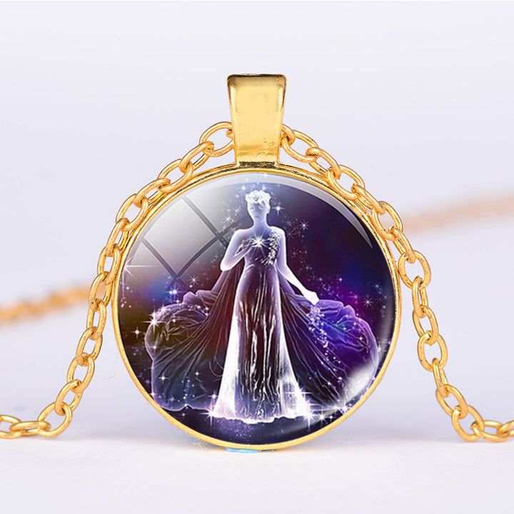 12 konstelacji zodiaku Księżyc Gwiaździste niebo Ochrona Błogosławieństwo Naszyjnik Wisiorek