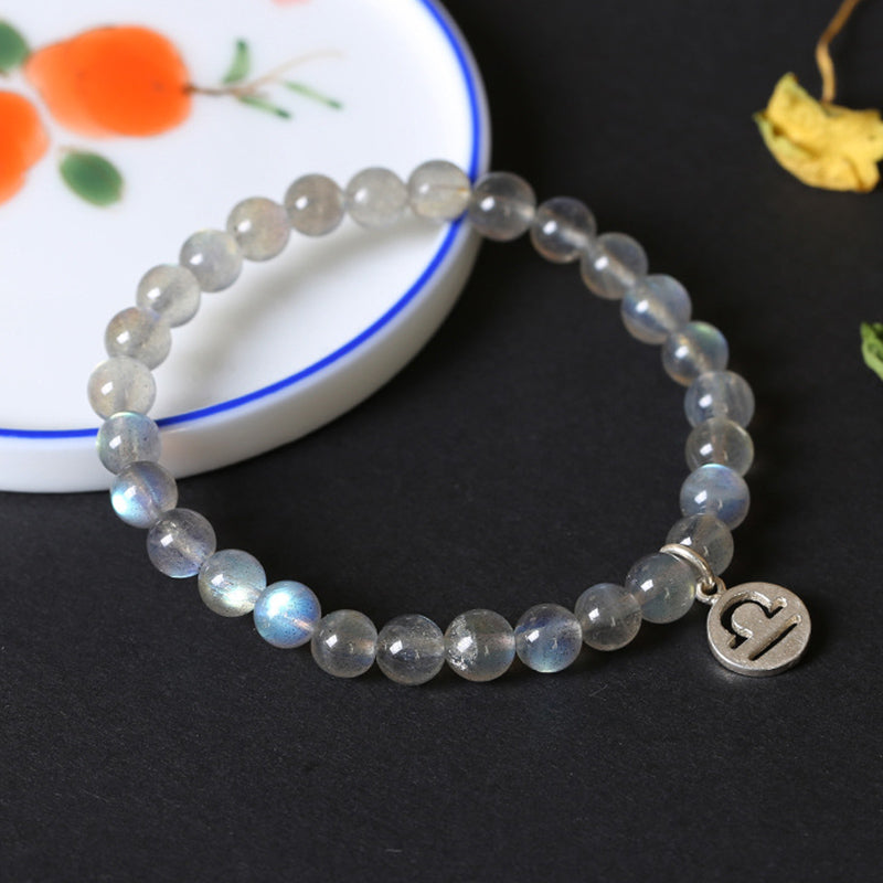 12 konstelacji zodiaku, bransoletka z kamienia księżycowego