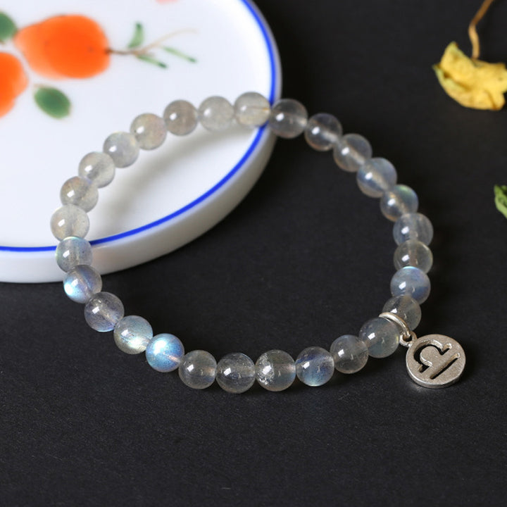 12 konstelacji zodiaku, bransoletka z kamienia księżycowego