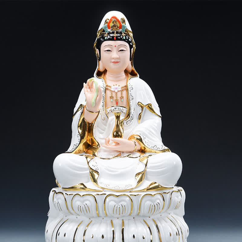 Chenrezig Bodhisattwa Awalokiteśwara Sukces Ceramiczna Statuetka Dekoracja Domu