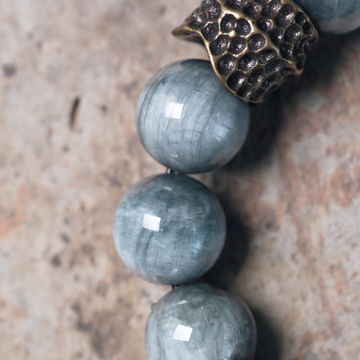 Buddha Stones Orle Oko Kamień Heban Drewno Miedź Pewność Pary Bransoletka