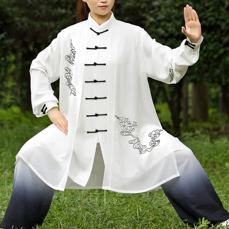Buddha Stones Pomyślne Chmury Gradient Medytacja Modlitwa Duchowy Zen Tai Chi Qigong Praktyka Zestaw Ubrań Damskich - image 5