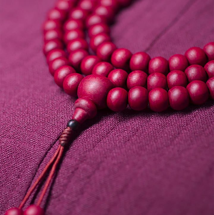 Buddha Stones 108 Mala Beads Naturalna Abelia Biflora Drewniana Bransoletka Ochronna